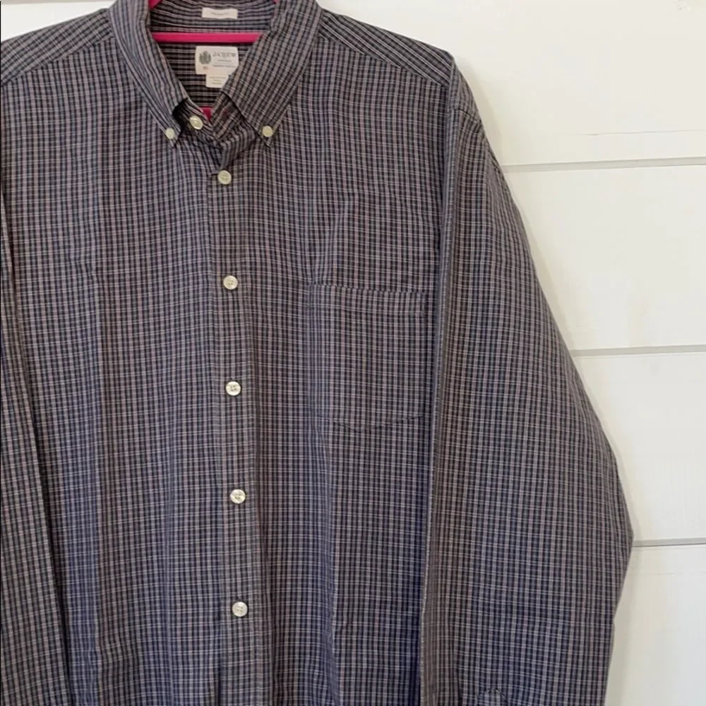 J Crew Washed Tartan Tailored Fit Plaid Shirt XL